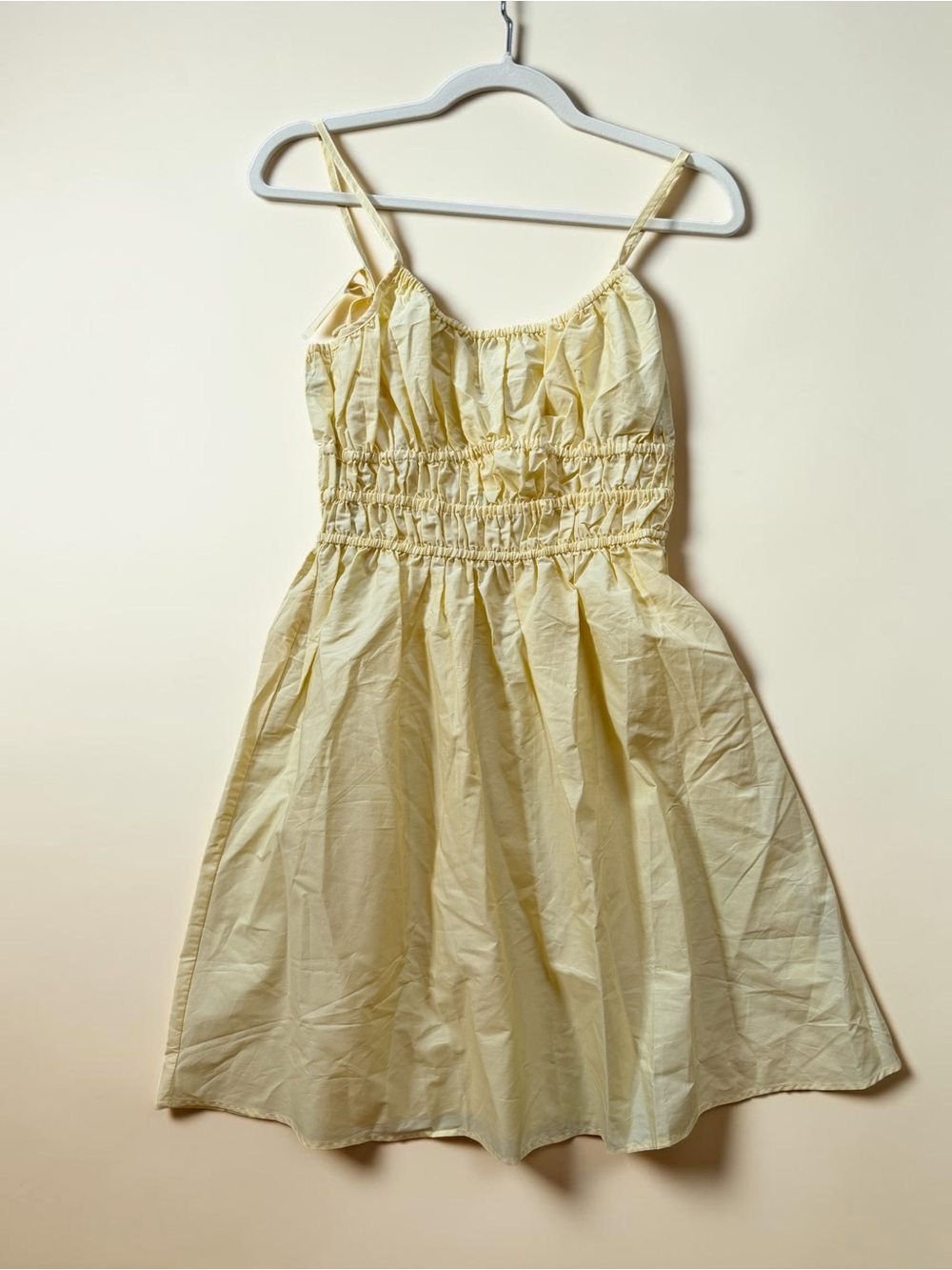 H&M Pale Yellow Smocked Sundress with Spaghetti Straps